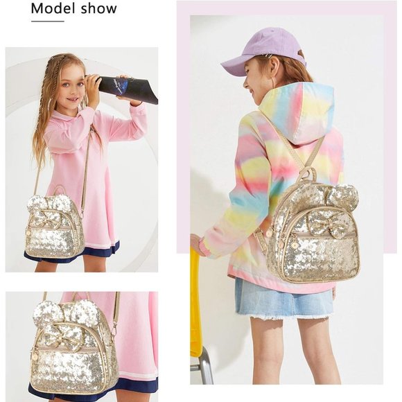 Bowknot Polka Dot Mini Backpack And Convertible Shoulder Bag Purse for Women - Picture 7 of 7